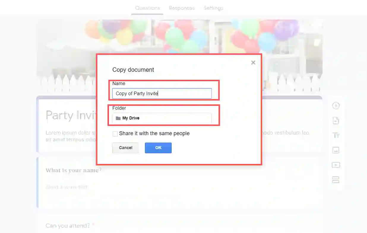 Edit Name and Google Drive Folder
