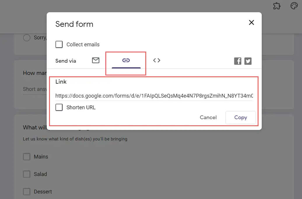 Share Google Form Public By Copy The Form Link